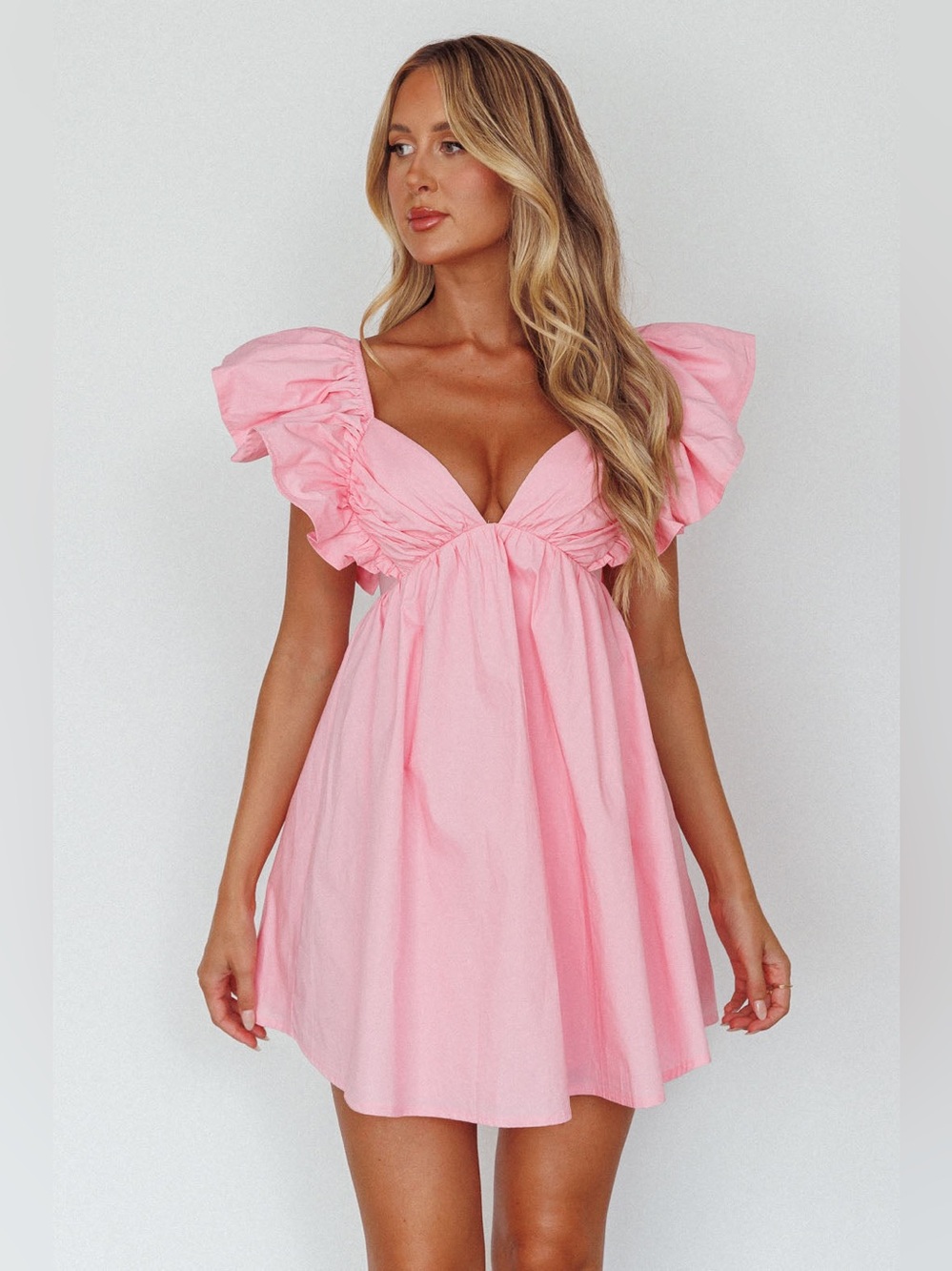 Selfie Leslie Marlina Ruffle Sleeve Baby Doll Dress Medium